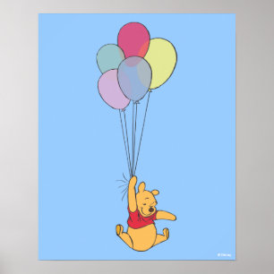 Winnie the Pooh and Balloons Poster