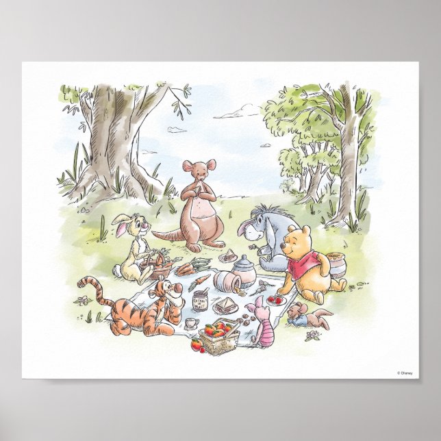 Winnie the Pooh and Pals Picnic Nursery Poster (Front)