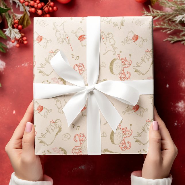 Winnie the Pooh and Piglet Winter 1st Birthday Wrapping Paper Sheet (Wrapped gift)