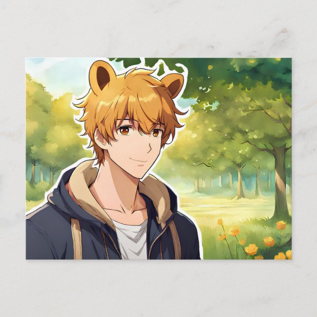 Winnie the Pooh Anime Guy V2 Postcard (Front)