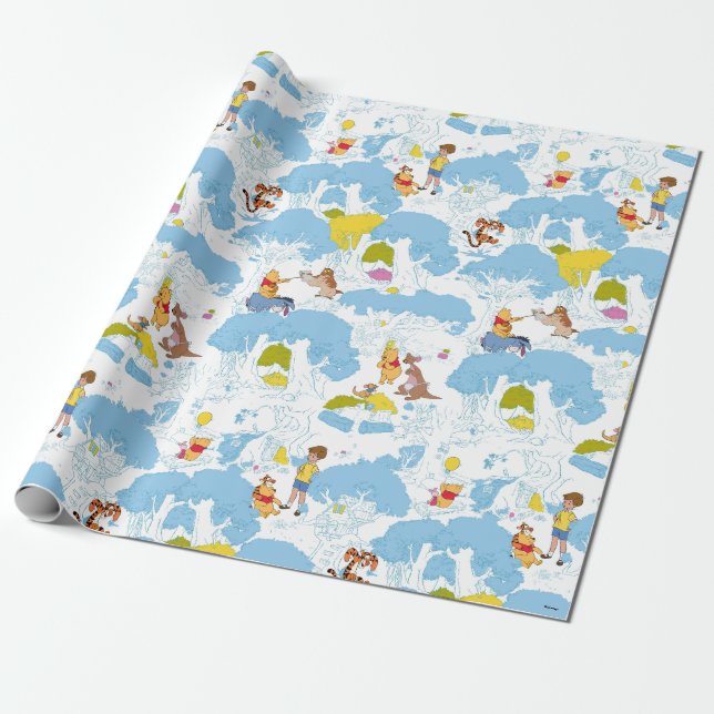 Winnie the Pooh | At the Honey Tree Pattern Wrapping Paper (Unrolled)