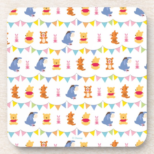Winnie the Pooh | Baby Party Pattern Coaster (Front)