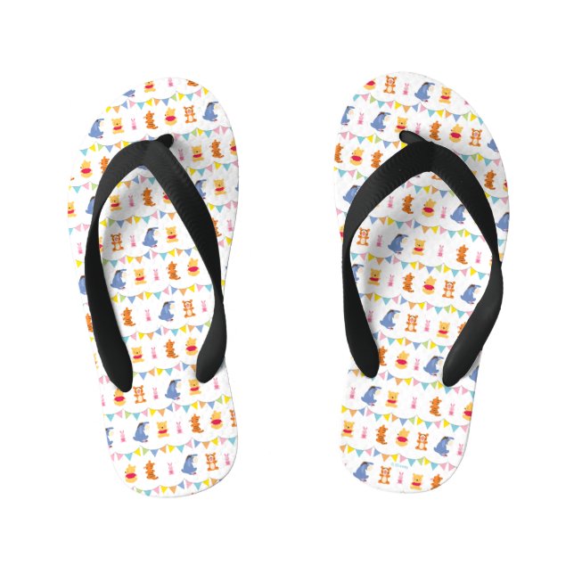 Winnie the Pooh | Baby Party Pattern Kid's Flip Flops (Footbed)