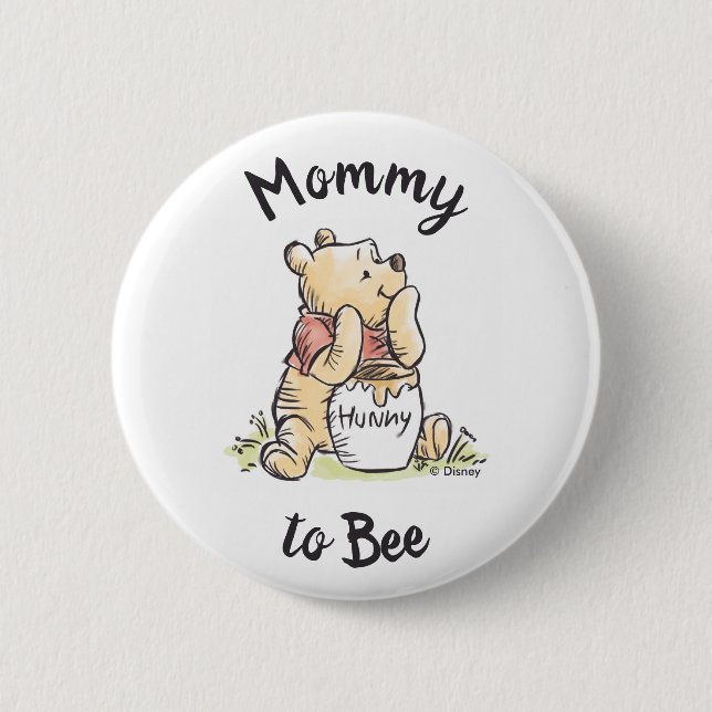 Winnie the Pooh Baby Shower | Mommy to Bee 2 Inch Round Button (Front)