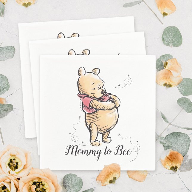 Winnie the Pooh Baby Shower | Mommy to Bee Napkin (Napkins on table)