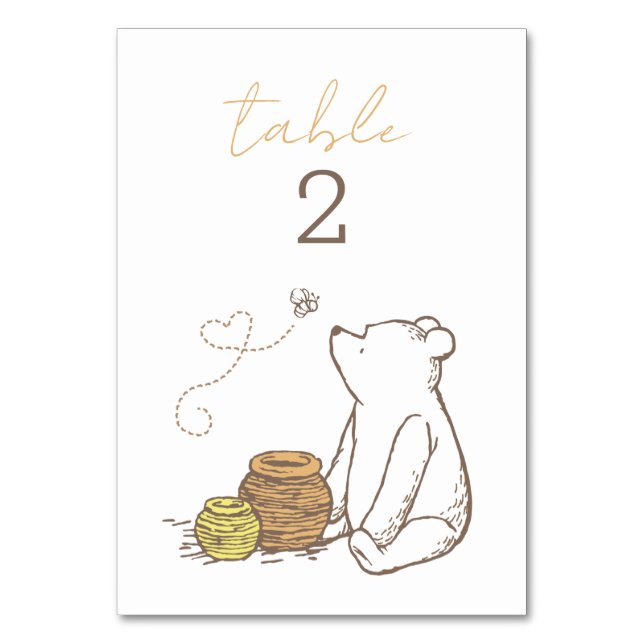 Winnie the Pooh Baby Shower Table Number (Front)