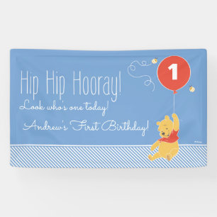 Winnie the Pooh Balloon Boy - First Birthday Banner