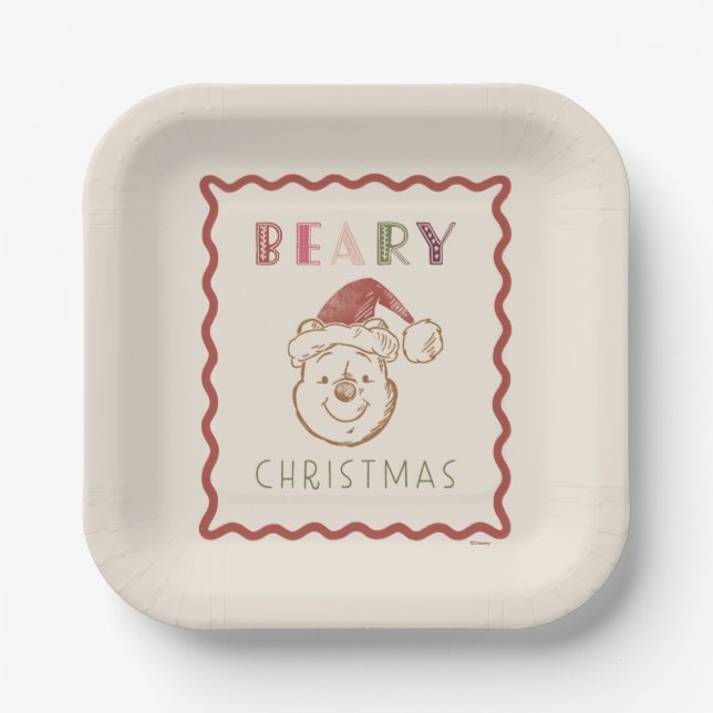 Winnie the Pooh | Beary Christmas Paper Plate (Front)