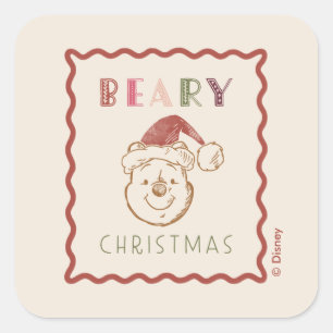 Winnie the Pooh   Beary Christmas Square Sticker