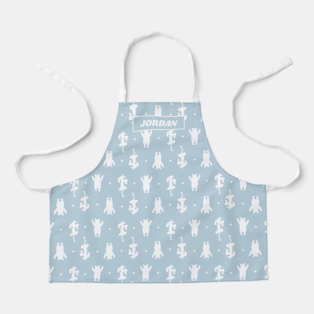 Winnie the Pooh | Blue Pastel Polka Dot Pattern Apron (Front)