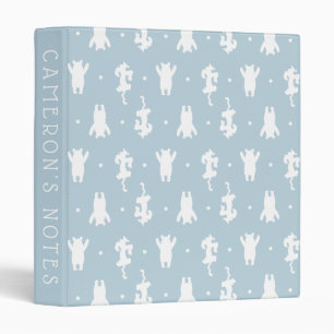Winnie the Pooh   Blue Pastel Polka Dot Pattern Binder