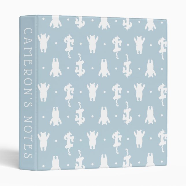 Winnie the Pooh | Blue Pastel Polka Dot Pattern Binder (Front/Spine)