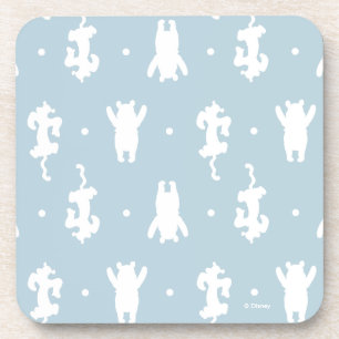 Winnie the Pooh   Blue Pastel Polka Dot Pattern Coaster
