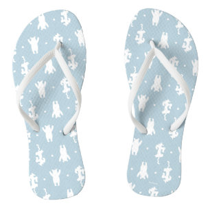 Winnie the Pooh   Blue Pastel Polka Dot Pattern Flip Flops