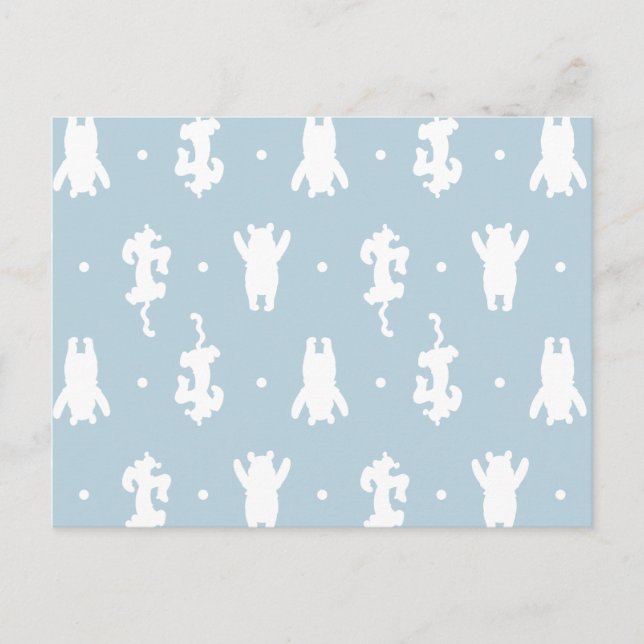 Winnie the Pooh | Blue Pastel Polka Dot Pattern Postcard (Front)