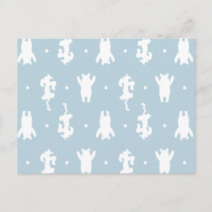 Winnie the Pooh   Blue Pastel Polka Dot Pattern Postcard