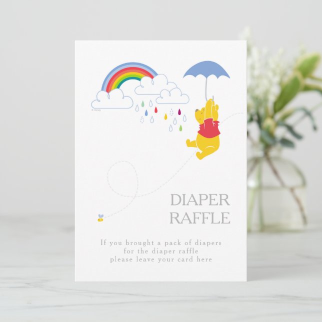 Winnie the Pooh | Boy Baby Shower Diaper Raffle Invitation (Standing Front)