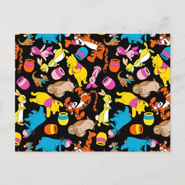 Winnie the Pooh | Bright Friends Pattern Postcard (Front)