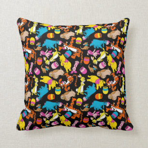 Winnie the Pooh Bright Friends Pattern Throw Pillow