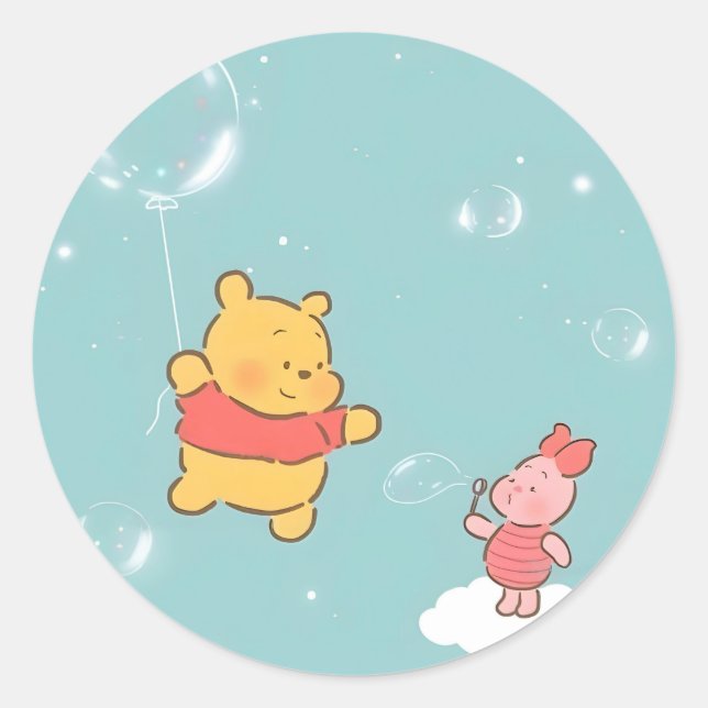 Winnie the Pooh bubbles  Classic Round Sticker (Front)