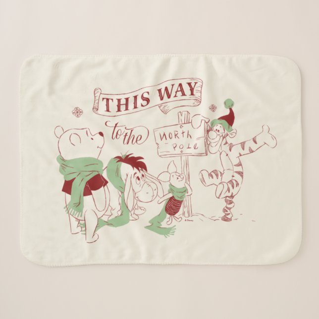 Winnie the Pooh | Christmas Graphic Sherpa Blanket (Front (Horizontal))
