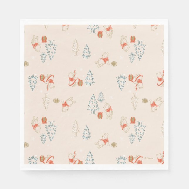Winnie the Pooh Christmas Honey Pot Pattern Napkin (Front)