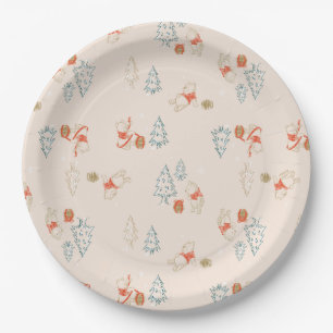 Winnie the Pooh Christmas Honey Pot Pattern Paper Plate