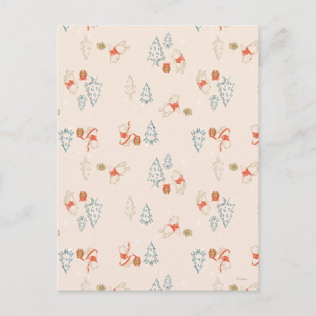 Winnie the Pooh Christmas Honey Pot Pattern Postcard (Front)