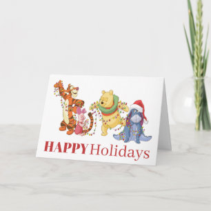 Winnie the Pooh   Christmas Lights Holiday Card