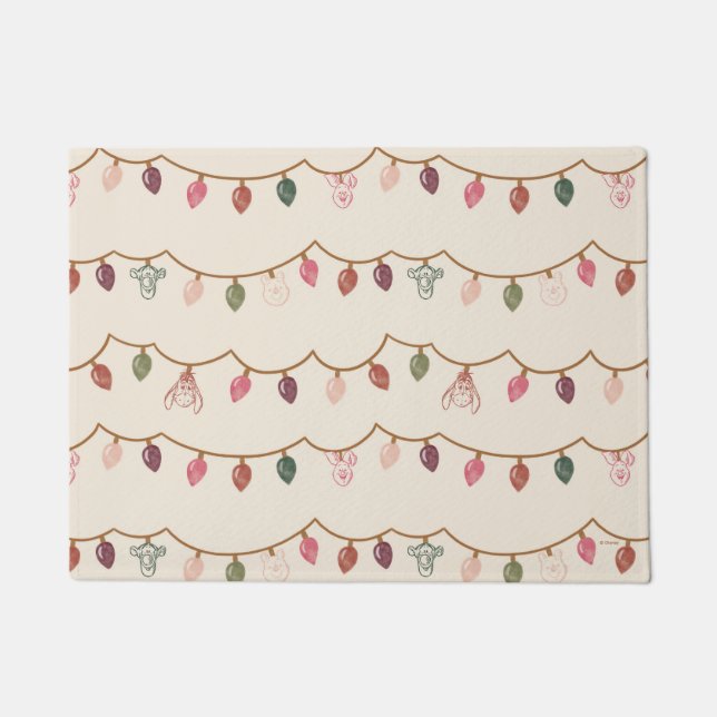 Winnie the Pooh Christmas Lights Pattern Doormat (Front)