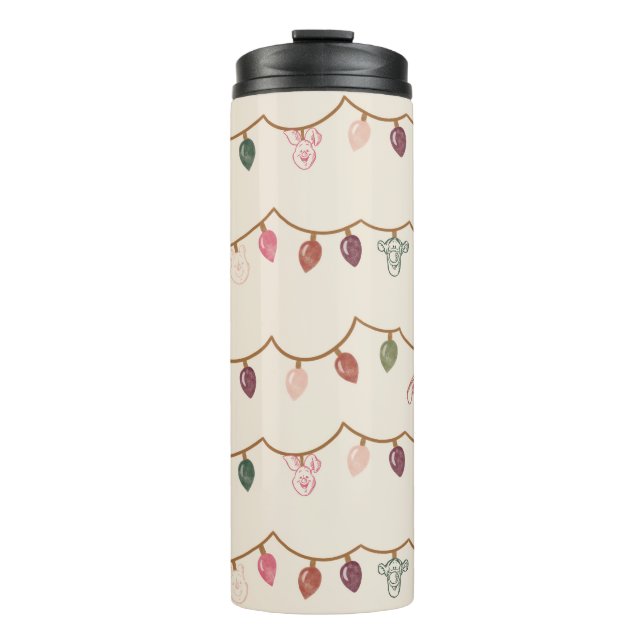Winnie the Pooh Christmas Lights Pattern Thermal Tumbler (Front)