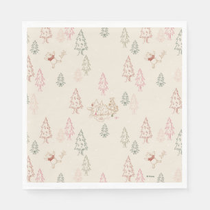 Winnie the Pooh Christmas Tree Pattern Napkin