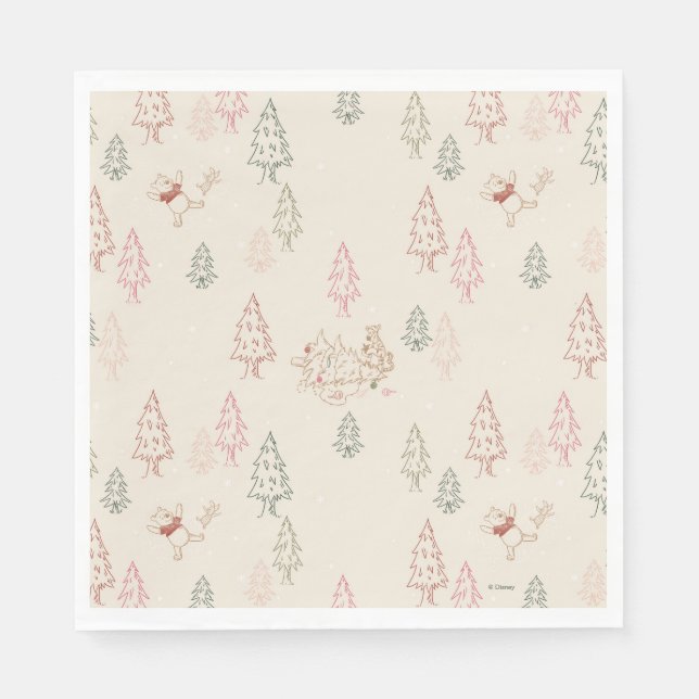 Winnie the Pooh Christmas Tree Pattern Napkin (Front)