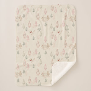 Winnie the Pooh Christmas Tree Pattern Sherpa Blanket