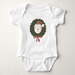 Winnie the Pooh Christmas Wreath Baby Bodysuit