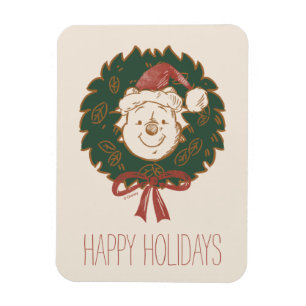 Winnie the Pooh Christmas Wreath Magnet