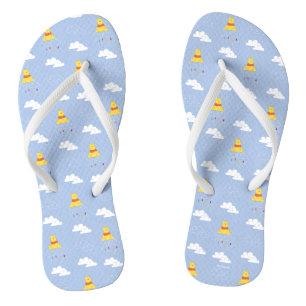 Winnie the Pooh   Cloudy Raindrop Pattern Flip Flops