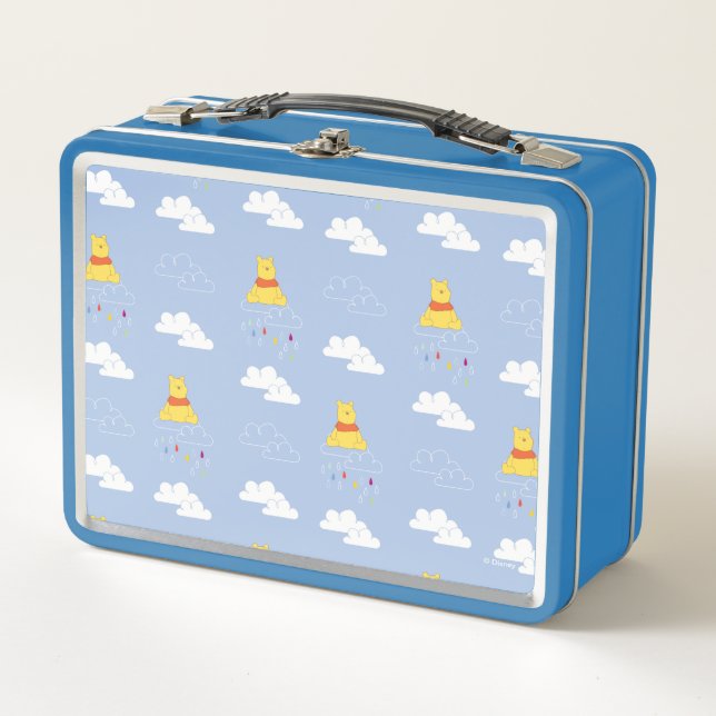 Winnie the Pooh | Cloudy Raindrop Pattern Metal Lunch Box (Front)