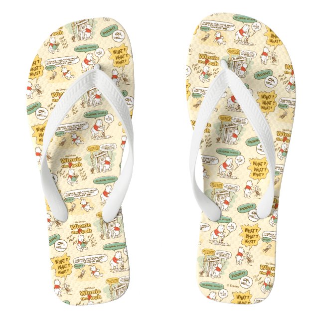 Winnie the Pooh | Comic Strip Style Pattern Flip Flops (Footbed)