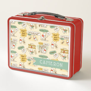 Winnie the Pooh   Comic Strip Style Pattern Metal Lunch Box