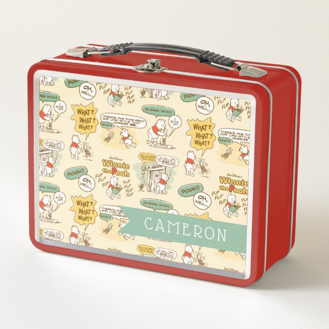 Winnie the Pooh | Comic Strip Style Pattern Metal Lunch Box (Front)