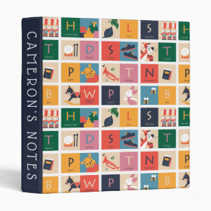 Winnie the Pooh   Cute Block Alphabet Pattern Binder