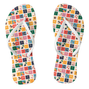 Winnie the Pooh   Cute Block Alphabet Pattern Flip Flops