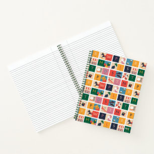 Winnie the Pooh   Cute Block Alphabet Pattern Notebook