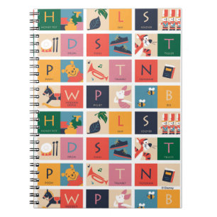 Winnie the Pooh   Cute Block Alphabet Pattern Notebook