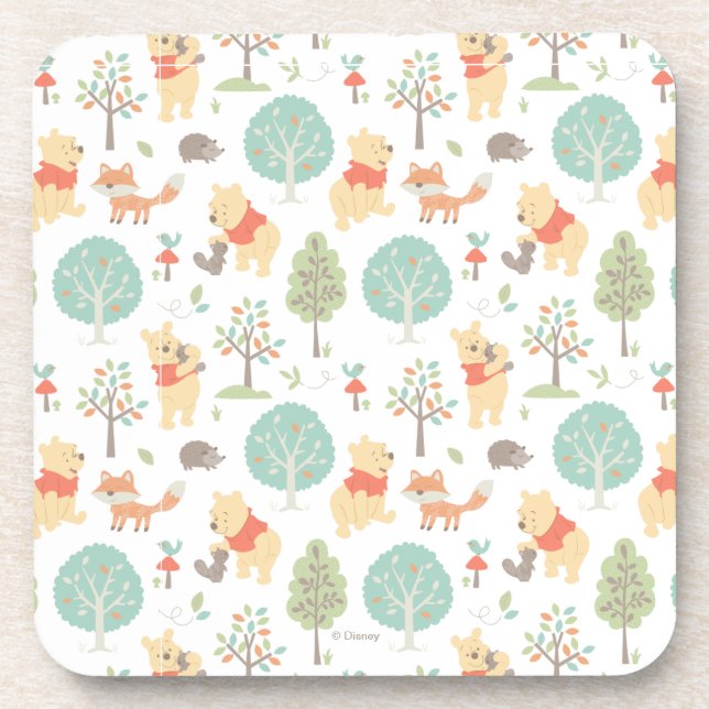 Winnie the Pooh | Cute Woodland Animals Pattern Coaster (Front)