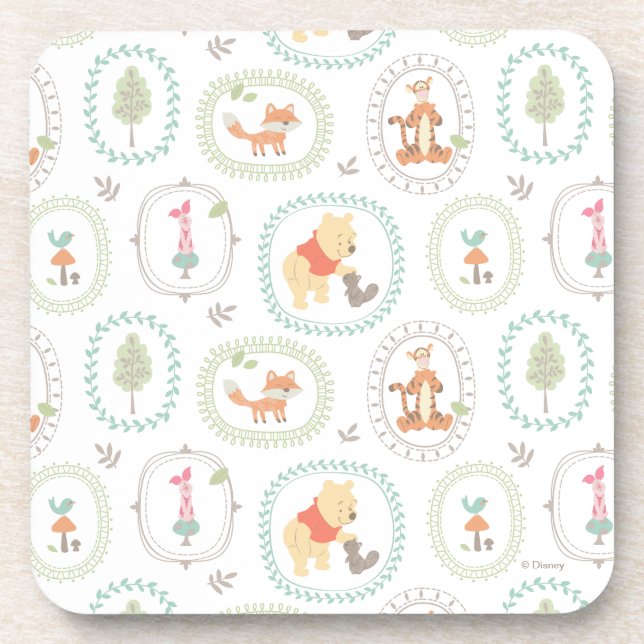 Winnie the Pooh | Cute Woodland Animals Pattern Coaster (Front)