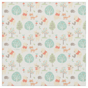Winnie the Pooh   Cute Woodland Animals Pattern Fabric