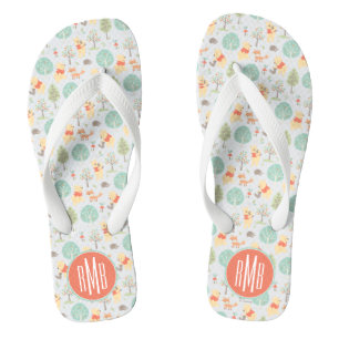 Winnie the Pooh   Cute Woodland Animals Pattern Flip Flops