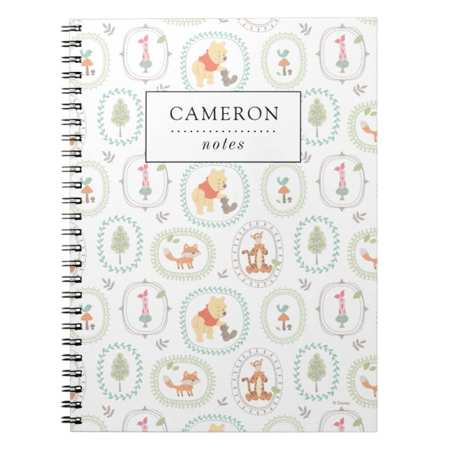 Winnie the Pooh | Cute Woodland Animals Pattern Notebook (Front)